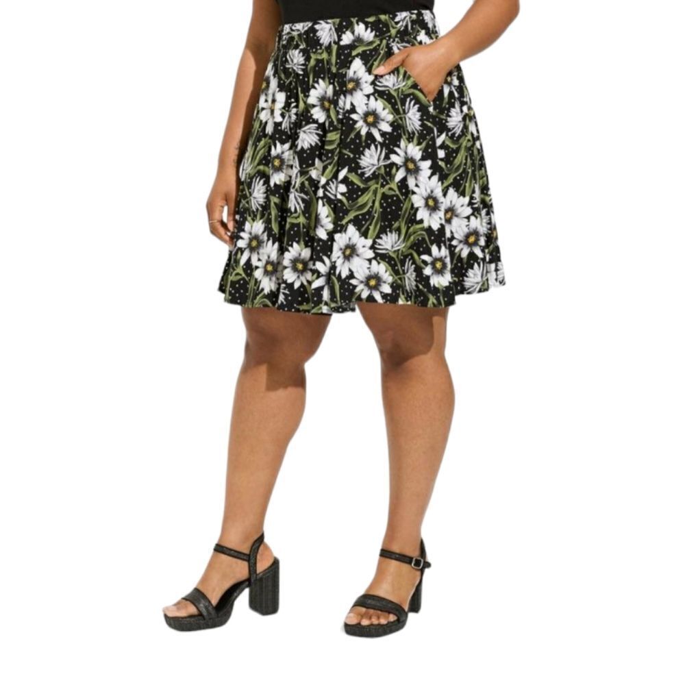TORRID‎ floral daisy print challis circle mini skater skirt 00/L